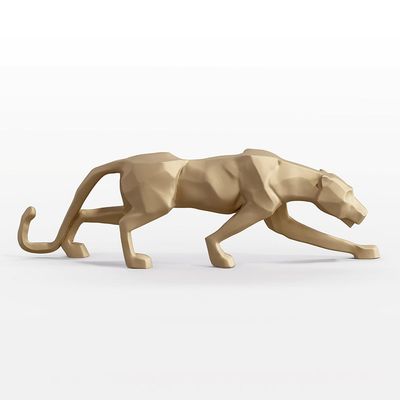 Escultura Decorativa Pantera Caminhando M Dourado Fosco - Gran Belo