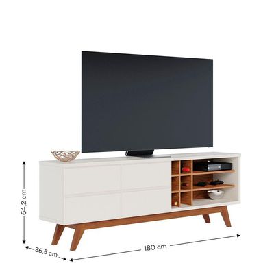 Bancada Noronha 180cm 2 Portas De Giro Off White Matte/freijo - Ssx Multicoisas