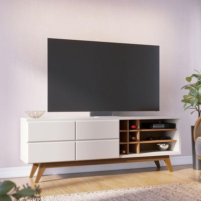 Bancada Noronha 180cm 2 Portas De Giro Off White Matte/freijo - Ssx Multicoisas