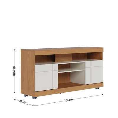 Bancada Yara 136cm 2 Portas De Giro - Ssx Multicoisas Cor Freijó/off White