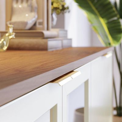 Aparador Buffet Vitoria 160cm 4 Portas De Giro - Ssx Multicoisas Cor Freijó/off White