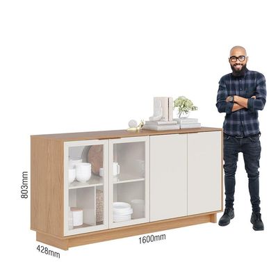 Aparador Buffet Vitoria 160cm 4 Portas De Giro - Ssx Multicoisas Cor Freijó/off White
