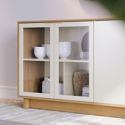 Aparador Buffet Vitoria 160cm 4 Portas De Giro - Ssx Multicoisas Cor Freijó/off White