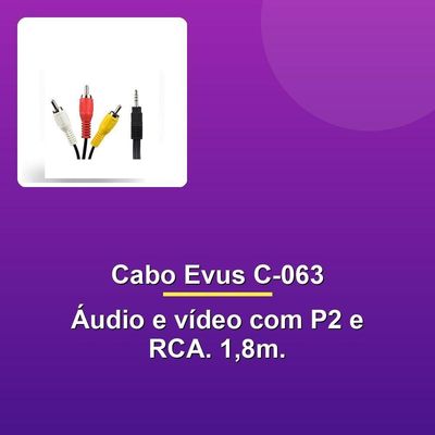 Cabo De áudio-vídeo Evus C-0633 Rca + P2 1,8m