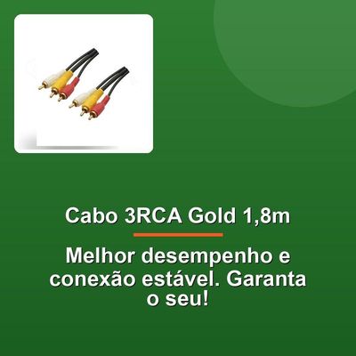 Cabo De áudio E Vídeo 3rca +3rca Gold 1,80m Emborrachado