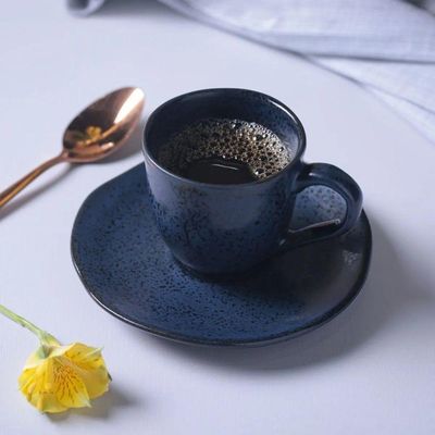 Conjunto De Xícara De Cafezinho Com Pires 06 Peças Orgânico Night Blue Porto