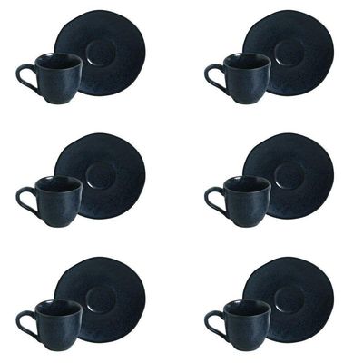 Conjunto De Xícara De Cafezinho Com Pires 06 Peças Orgânico Night Blue Porto