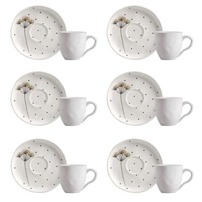 Conjunto De Xícara De Cafezinho Com Pires 06 Peças Bio Floralis Porto Brasil