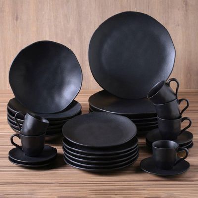 Conjunto De Pratos De Sobremesa 06 Peças Orgânico Preto Matte Porto Brasil