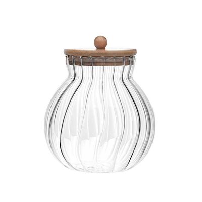 Porta Mantimentos De Vidro 450 Ml Com Tampa De Bambu Classic Wolff