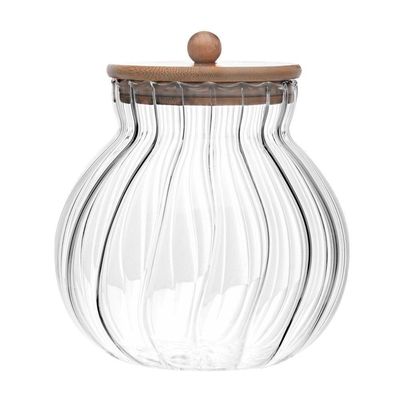 Porta Mantimentos De Vidro 700 Ml Com Tampa De Bambu Classic Wolff