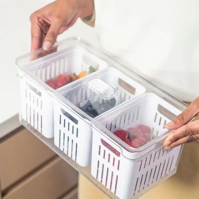 Organizador De Geladeira Com Cesto Clear Fresh 5 L Transparente Ou
