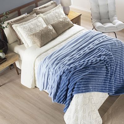 Cobertor Coberta Fluflu Queen Ultrasoft Alto Relevo Dupla Face - Sky