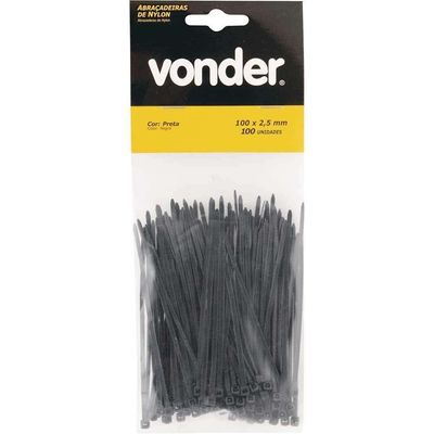 Abraçadeira De Nylon, Preta, 100 Mm X 2,5 Mm, Com 100 Peças, Vonder Ostenvonder