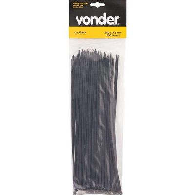 Abraçadeira De Nylon, Preta, 280 Mm X 3,6 Mm, Com 100 Peças, Vonder Ostenvonder