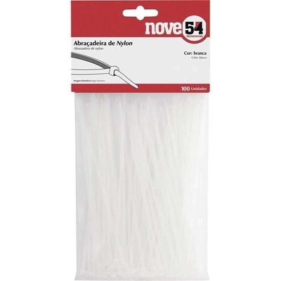 Abraçadeira De Nylon, Branca, 400 Mm X 4,8 Mm, Com 100 Peças, Nove54 Ostenvonder