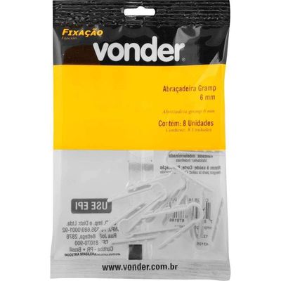 Abraçadeira Grampo, 6 Mm, Branca, Com 8 Peças, Vonder Ostenvonder