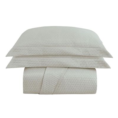 Kit Cobre Leito Colcha Charlote Queen 3 Peças Dupla Face Liso Classic - Palha - 100% Poliéster