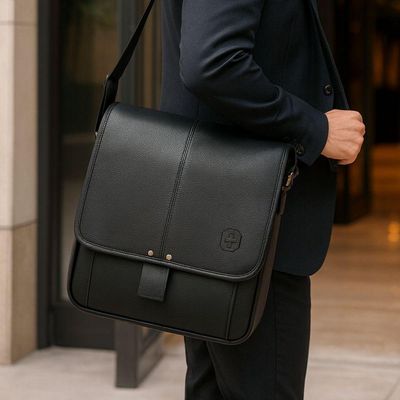 Pasta De Trabalho Executiva Com Alça Lateral Removível Impermeável Em Poliuretano Handle Yin's Preto
