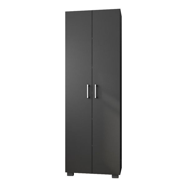 Estante de Livros para Escritório Home Office Portas Grandes Alf Preto Texturizado - Gran Belo