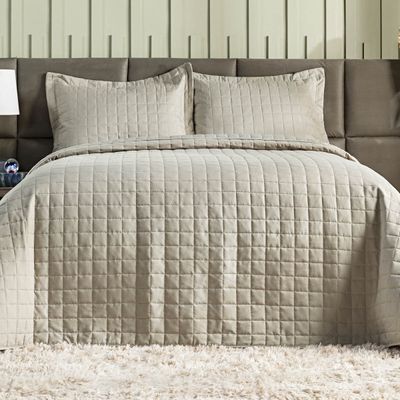 Cobre Leito Matelassê Percal 300 fios Basic Solteiro 02 Peças 100% Poliéster - Bege