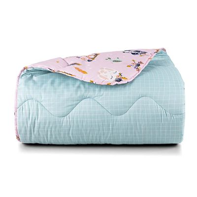 Edredom Joy Kids Infantil Solteiro 01 Peça Micropercal 200 Fios Dupla Face Estampado - Foxy Rosa - 100% Poliéster