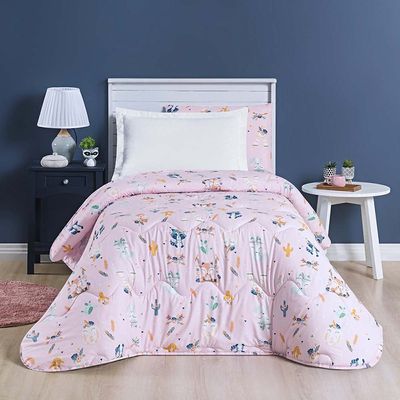 Edredom Joy Kids Infantil Solteiro 01 Peça Micropercal 200 Fios Dupla Face Estampado - Foxy Rosa - 100% Poliéster