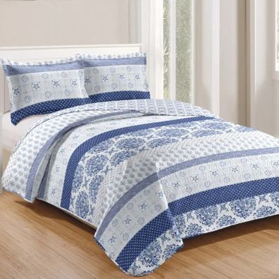 Kit Cobre Leito Colcha Daily King 3 Peças Dupla Face Estampado - Patchwork 45 - 100% Poliéster