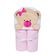 Toalha De Banho Sem Forro Urso Rosa Com Capuz Papi