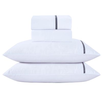 Jogo de Cama Lençol Casal Veraneio Percal 300 Fios 4 Peças - Branco - 100% Poliéster