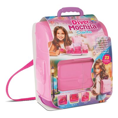 Diver Mochila Casinha 3 Cômodos + Boneca 23pçs - Divertoys