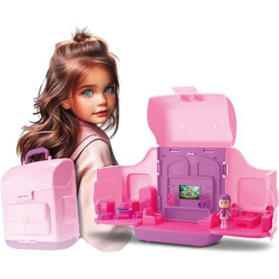Diver Mochila Casinha 3 Cômodos + Boneca 23pçs - Divertoys