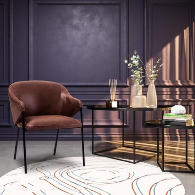 Poltrona Decorativa Sala de Estar Zaque Marrom com pés em Aço Preto - Gran Belo