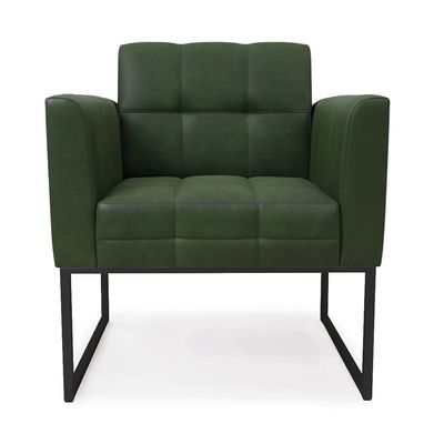 Poltrona Sala Decorativa Kit 2 Elisa Base Industrial Preta Sintético PU Verde D03 - D'Rossi