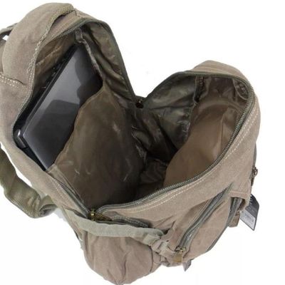 Mochila Notebook Lona Escolar Acolchoada Kvn Ja9606 Caqui