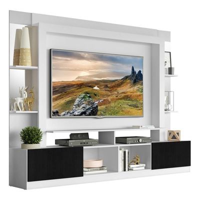 Rack com Painel Tv 65 Prateleiras com Espelho Oslo Branco