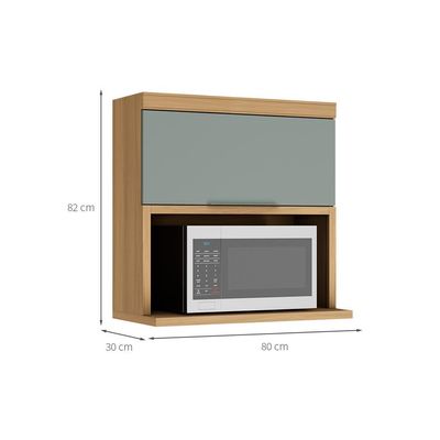 Armário Aéreo com Nicho Marquesa 100% MDF 1 Porta Verde e Nature