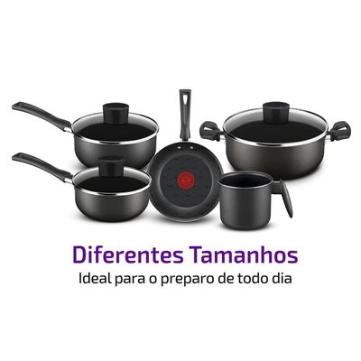 Conjunto de Panelas Antiaderente Rochedo Pratic Cinza 5 Peças