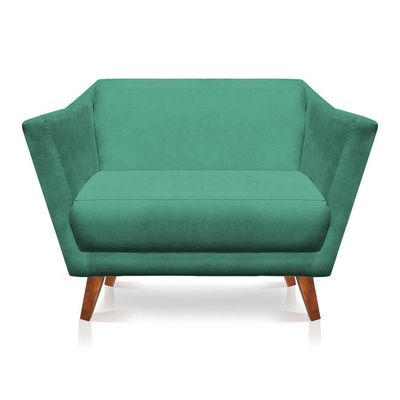 Namoradeira Lorena Suede Pés Castanho Azul Turquesa