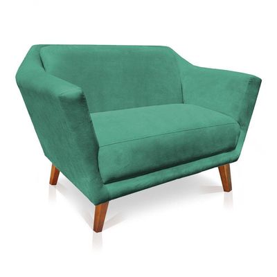 Namoradeira Lorena Suede Pés Castanho Azul Turquesa