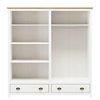 Guarda-roupa 4 Portas 2 Gavetas Topázio Branco/freijó Madeira Pinus - Finestra