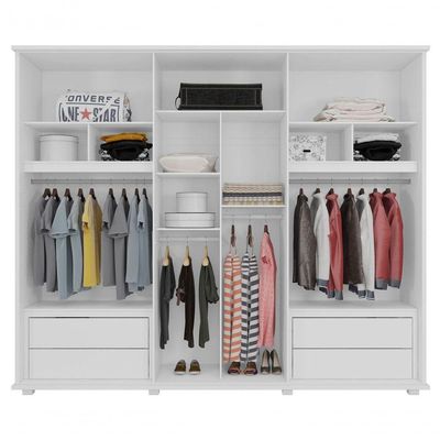 Guarda-roupa Casal Branco 6 Portas 4 Gavetas Canadá - Rv Móveis