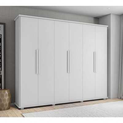 Guarda-roupa Casal Branco 6 Portas 4 Gavetas Canadá - Rv Móveis