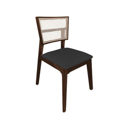 Kit 4 Cadeiras De Jantar Tela Premium Madeira Maciça Manuela Preto Facto Mel