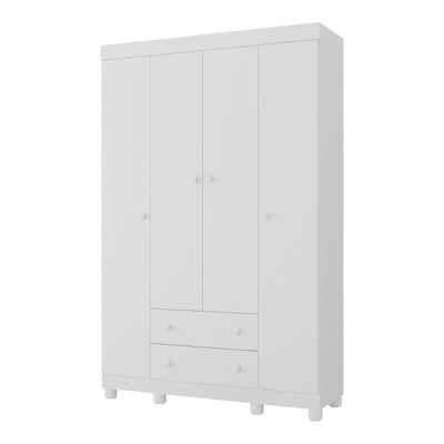 Guarda-roupa Infantil 122cm 4 Portas E 2 Gavetas Allegra Multimóveis Mp4443 Branco Branco