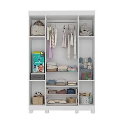 Guarda-roupa Infantil 122cm 4 Portas E 2 Gavetas Allegra Multimóveis Mp4443 Branco Branco