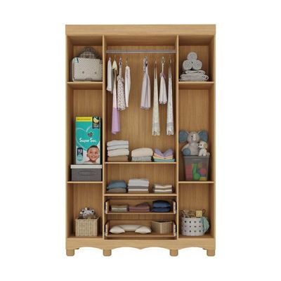 Guarda-roupa Infantil 122cm 4 Portas E 2 Gavetas Dengo Multimóveis Mp4438 Madeirado/branco Madeirado/branco