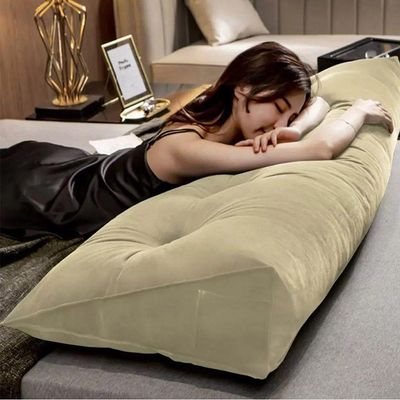 Almofada Para Cabeceira Encosto Apoio Lombar Spot 195cm Com Porta Celular Suede - Abmaza Cor Bege