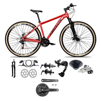 Bicicleta Aro 29 Absolute Nero 5 Câmbios Shimano Alívio-altus 27v Freio Hidráulico Garfo C-trava vermelho Tam: 15