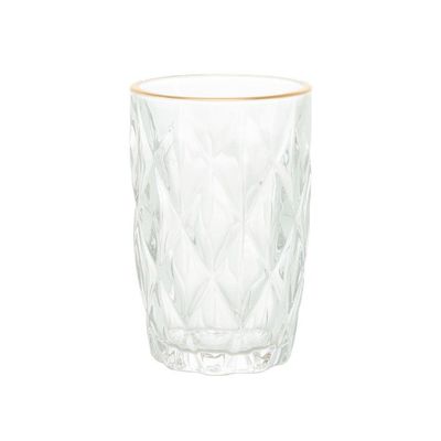 Conjunto De Copos De Vidro Com Fio De Ouro Para água 6 Peças 350 Ml Diamonds Lyor